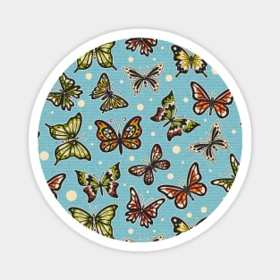 Spring Butterflies on Blue Pattern Magnet